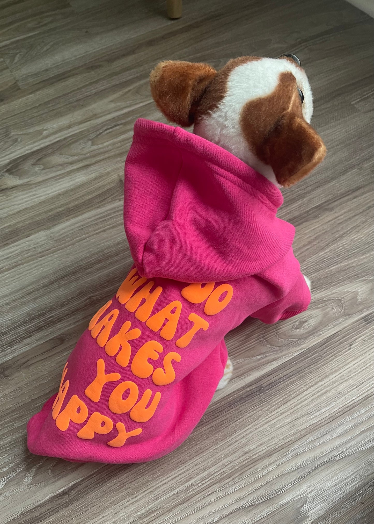 pink+orange do what makes you happy dog hoodie