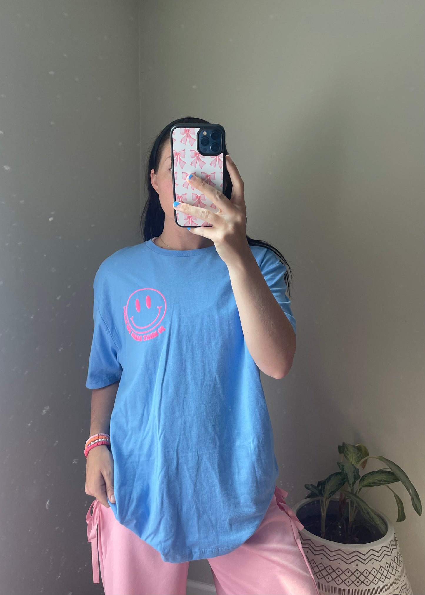 carolina blue+pink do what makes you happy t-shirt