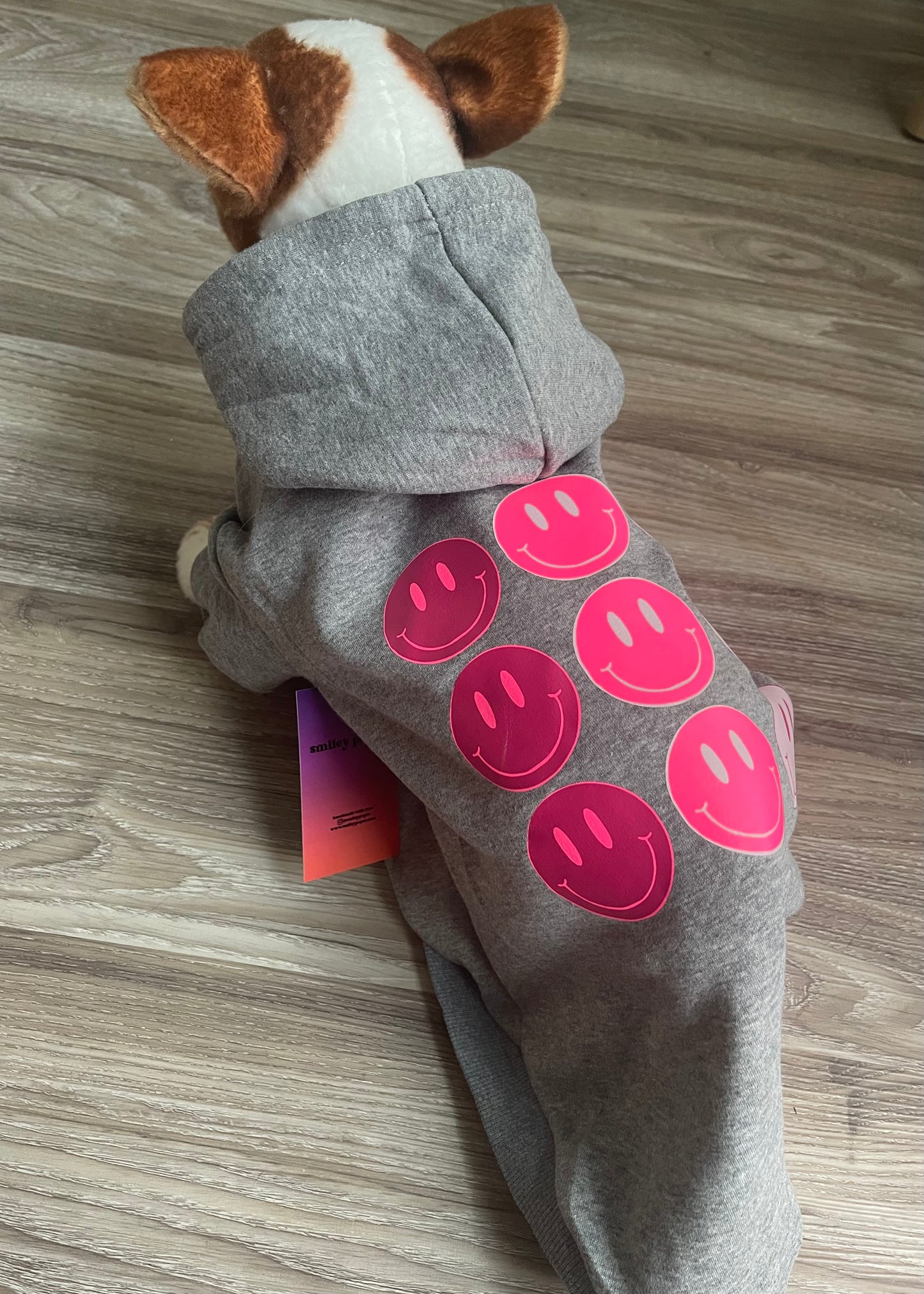 pink smiley dog hoodie