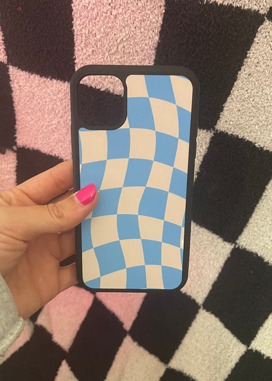 blue checkered phone case