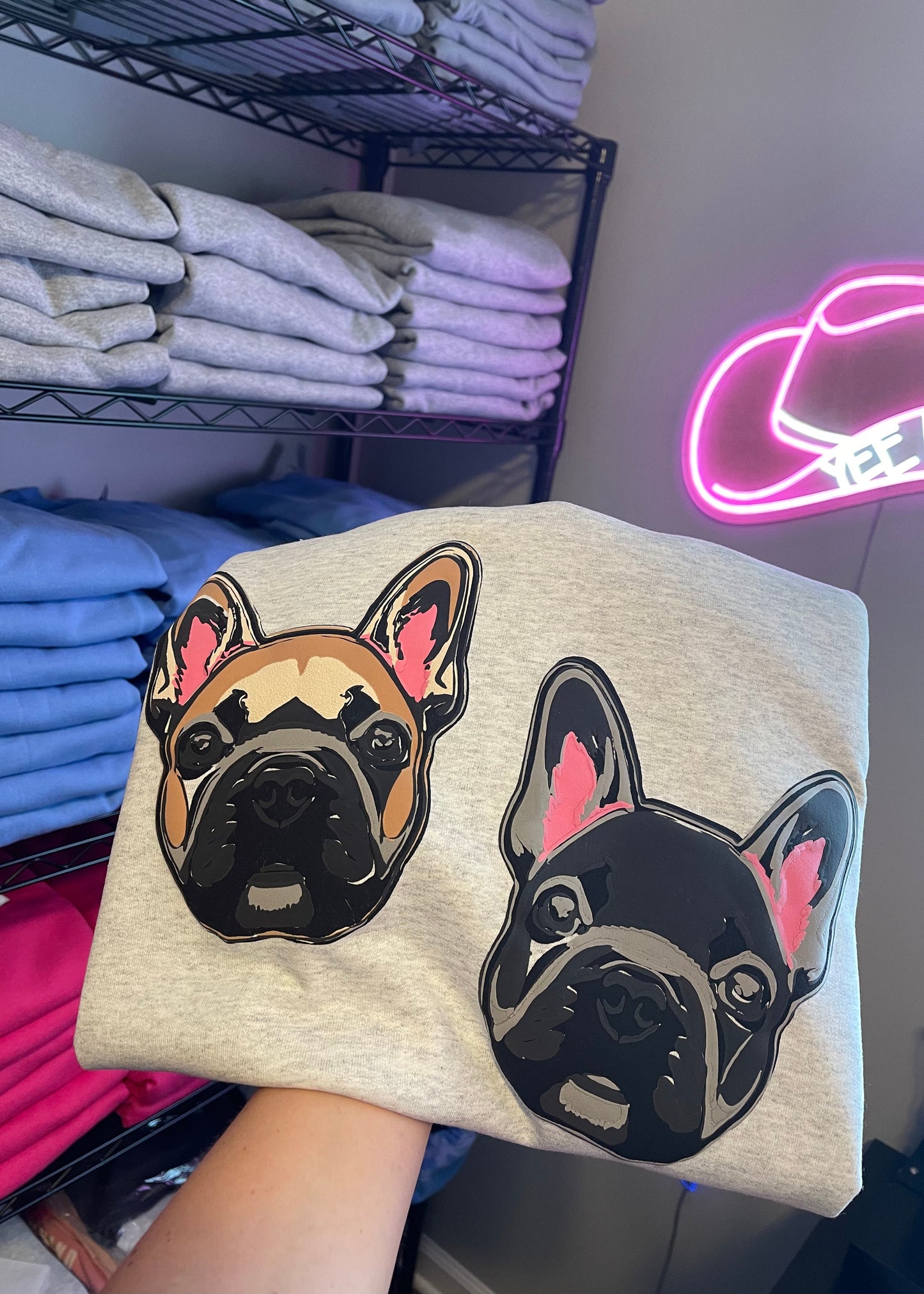 custom puffy dog crewneck sweatshirt