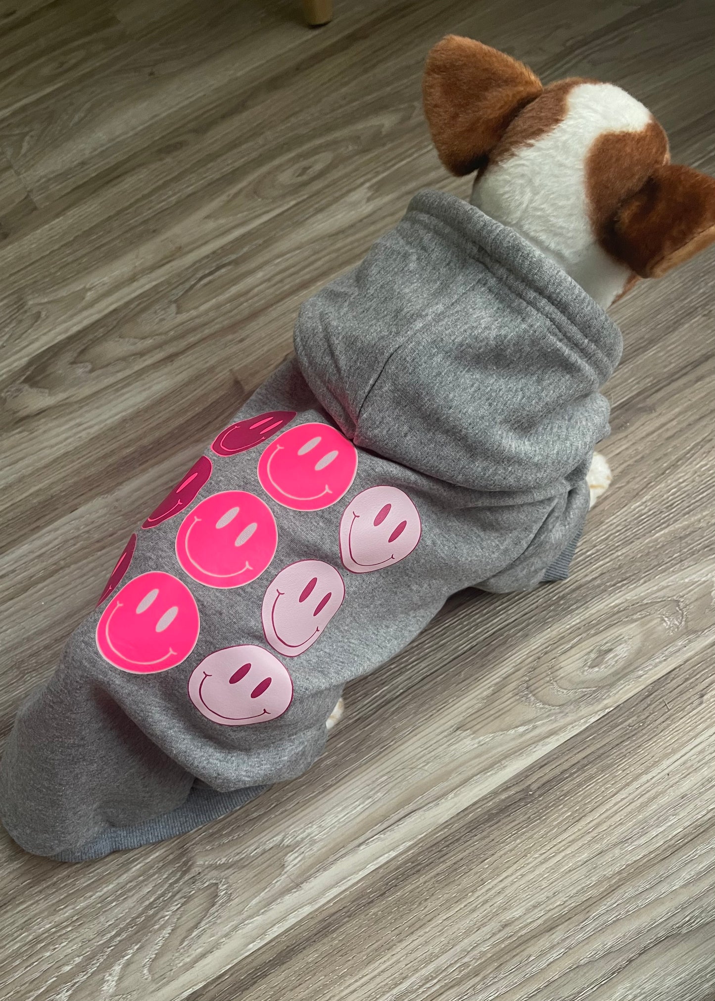 pink smiley dog hoodie