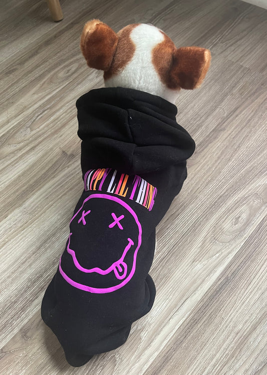 black happy lil thing dog hoodie